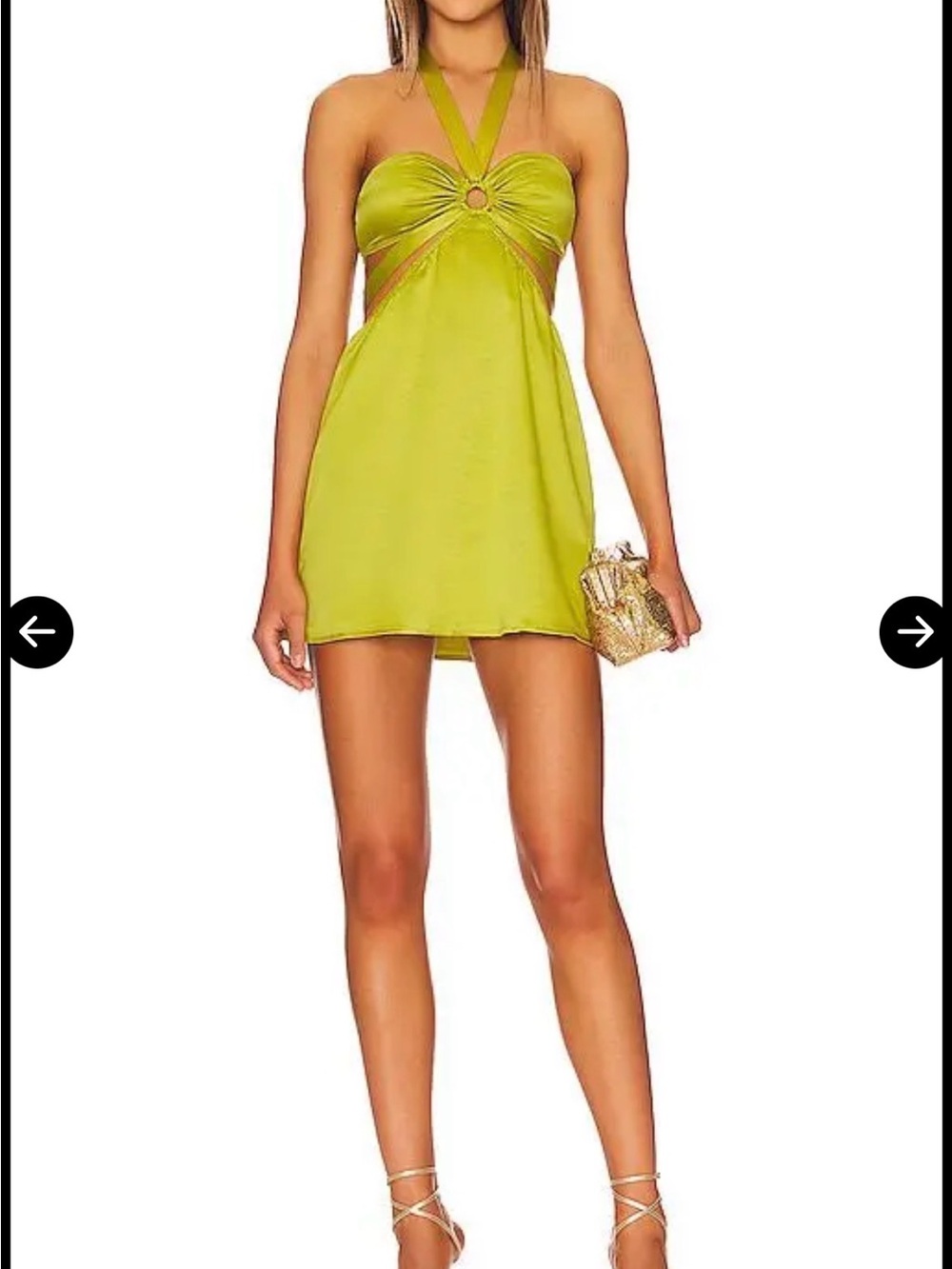 MORE TO COME Strappy Halter Mini Dress in Lime Green